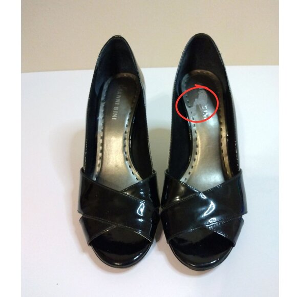 Gianni Bini Glossy Black Open Toe Heels Size 7 - Picture 2 of 6